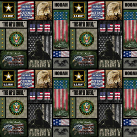 United States Army Cotton Fabric by Sykel-U.S. Army Camo Flag Block United States Army Cotton Fabric by Sykel-U.S. Army Camo Flag Block