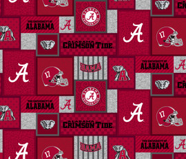 University of Alabama Crimson Tide College Patch Fleece Fabric Remanats University of Alabama Crimson Tide College Patch Fleece Fabric Remanats