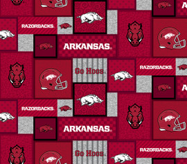 University of Arkansas Razorbacks College Patch Fleece Fabric Remnants University of Arkansas Razorbacks College Patch Fleece Fabric Remnants