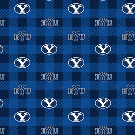 Brigham Young University BYU Cougars Buffalo Plaid Fleece Fabric Remnants