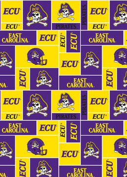 East Carolina University ECU Pirates Geometric Fleece Fabric Remnants