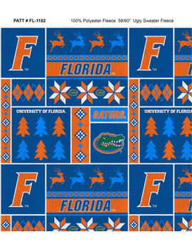 University of Florida Gators Holiday Sweater Fleece Fabric Remnants University of Florida Gators Holiday Sweater Fleece Fabric Remnants