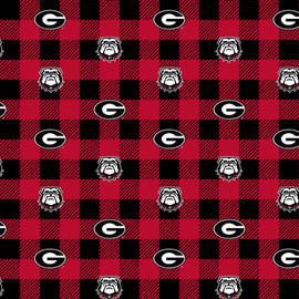 University of Georgia Bulldogs Buffalo Plaid Fleece Fabric Remnants University of Georgia Bulldogs Buffalo Plaid Fleece Fabric Remnants