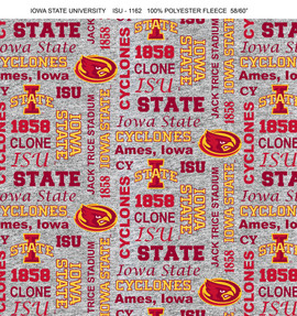 Iowa State University ISU Cyclones Heather Verbiage Fleece Fabric Remnants Iowa State University ISU Cyclones Heather Verbiage Fleece Fabric Remnants