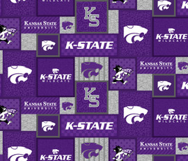 Kansas State University Wildcats College Patch Fleece Fabric Remnants Kansas State University Wildcats College Patch Fleece Fabric Remnants