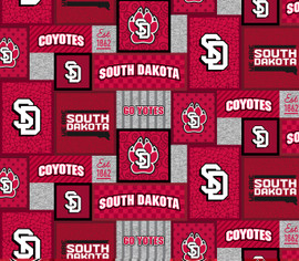 University of South Dakota Coyotes College Patch Fleece Fabric Remnants University of South Dakota Coyotes College Patch Fleece Fabric Remnants