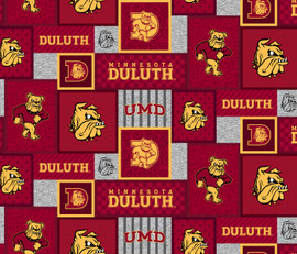 Minnesota Duluth University Bulldogs College Patch Fleece Fabric Remnants Minnesota Duluth University Bulldogs College Patch Fleece Fabric Remnants