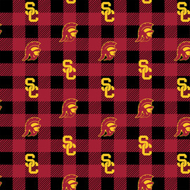 University of Southern California USC Trojans Buffalo Plaid Fleece Fabric Remnants University of Southern California USC Trojans Buffalo Plaid Fleece Fabric Remnants