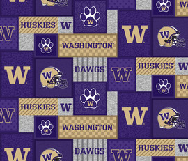 University of Washington Huskies College Patch Fleece Fabric Remnants University of Washington Huskies College Patch Fleece Fabric Remnants