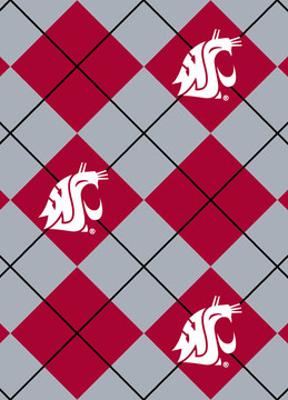 Washington State University WSU Cougars Argyle Fleece Fabric Remnants Washington State University WSU Cougars Argyle Fleece Fabric Remnants