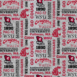 Washington State University WSU Cougars Heather Verbiage Fleece Fabric Remnants Washington State University WSU Cougars Heather Verbiage Fleece Fabric Remnants