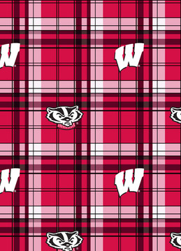 University of Wisconsin Badgers Plaid Fleece Fabric Remnants University of Wisconsin Badgers Plaid Fleece Fabric Remnants