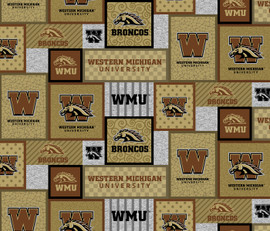 Western Michigan University WMU Broncos College Patch Fleece Fabric Remnants Western Michigan University WMU Broncos College Patch Fleece Fabric Remnants