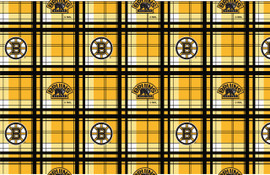 Boston Bruins Plaid NHL Fleece Fabric Remnants Boston Bruins Plaid NHL Fleece Fabric Remnants