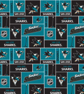 San Jose Sharks Geometric NHL Fleece Fabric Remnants San Jose Sharks Geometric NHL Fleece Fabric Remnants
