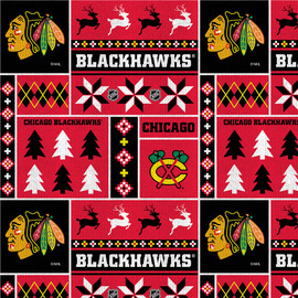 Chicago Blackhawks Holiday Sweater NHL Fleece Fabric Remnants Chicago Blackhawks Holiday Sweater NHL Fleece Fabric Remnants
