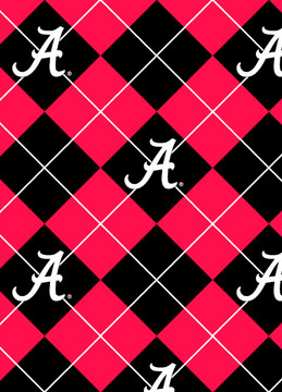 University of Alabama Crimson Tide Argyle Fleece Fabric Remnants