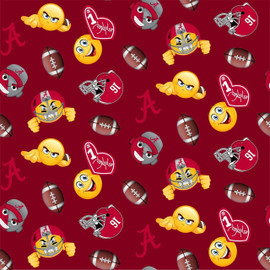 University of Alabama Crimson Tide Emoji Fleece Fabric Remnants
