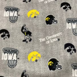 University of Iowa Hawkeyes Heather Grey Fleece Fabric Remnants University of Iowa Hawkeyes Heather Grey Fleece Fabric Remnants