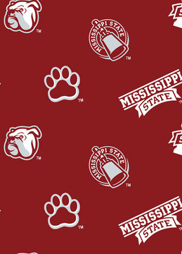 Mississippi State University Bulldogs All Over Fleece Fabric Remnants Mississippi State University Bulldogs All Over Fleece Fabric Remnants