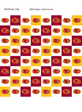 Iowa State University Cyclones Cotton Fabric with Collegiate Check Print Iowa State University Cyclones Cotton Fabric with Collegiate Check Print