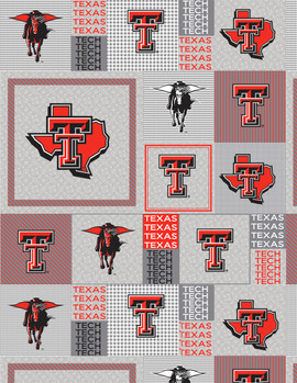 Texas Tech University Red Raiders Grey Block Fleece Fabric Remnants Texas Tech University Red Raiders Grey Block Fleece Fabric Remnants