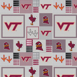 Virginia Tech Hokies Grey Block Fleece Fabric Remnants Virginia Tech Hokies Grey Block Fleece Fabric Remnants