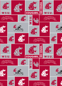 Washington State University Cougars Geometric Fleece Fabric Remnants Washington State University Cougars Geometric Fleece Fabric Remnants