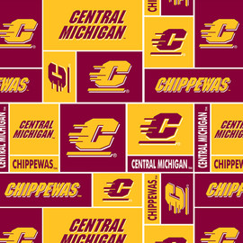 University of Central Michigan Geometric Fleece Fabric Remnants University of Central Michigan Geometric Fleece Fabric Remnants