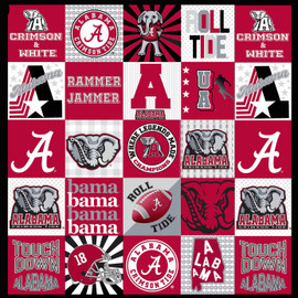 University of Alabama Crimson Tide T-Shirt Panel-60"x 60"-Minky