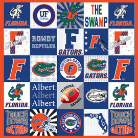 University of Florida Gators T-Shirt Panel-60"x 60"-Minky University of Florida Gators T-Shirt Panel-60"x 60"-Minky