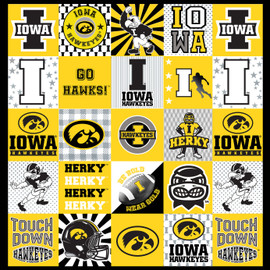 University of Iowa Hawkeyes T-Shirt Panel-60"x 60"-Minky University of Iowa Hawkeyes T-Shirt Panel-60"x 60"-Minky