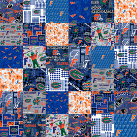 Official Licensed University of Florida Cheater Quilt Printed Cotton Fabric-Florida Gators Cotton Fabric with Patchwork Cheater Quilt Print-60 Width Official Licensed University of Florida Cheater Quilt Printed Cotton Fabric-Florida Gators Cotton Fabric with Patchwork Cheater Quilt Print-60 Width