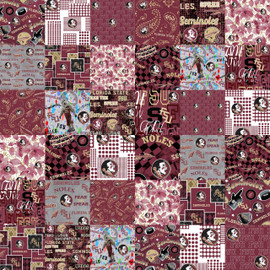 Official Licensed Florida State University Cheater Quilt Printed Cotton Fabric-FSU Seminoles Cotton Fabric with Patchwork Cheater Quilt Print-60 Width Official Licensed Florida State University Cheater Quilt Printed Cotton Fabric-FSU Seminoles Cotton Fabric with Patchwork Cheater Quilt Print-60 Width