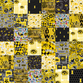 Official Licensed University of Iowa Cheater Quilt Printed Cotton Fabric-Iowa Hawkeyes Cotton Fabric with Patchwork Cheater Quilt Print-60 Width Official Licensed University of Iowa Cheater Quilt Printed Cotton Fabric-Iowa Hawkeyes Cotton Fabric with Patchwork Cheater Quilt Print-60 Width