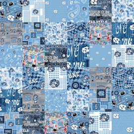 Official Licensed University of North Carolina Cheater Quilt Printed Cotton Fabric-UNC Tar Heels Cotton Fabric with Patchwork Cheater Quilt Print-60 Width Official Licensed University of North Carolina Cheater Quilt Printed Cotton Fabric-UNC Tar Heels Cotton Fabric with Patchwork Cheater Quilt Print-60 Width