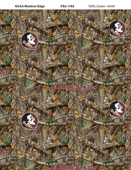 Florida State University FSU Seminoles Cotton Fabric with Realtree Camo Print