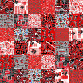 Official Licensed Texas Tech University Cheater Quilt Printed Cotton Fabric-Texas Tech Red Raiders Cotton Fabric with Patchwork Cheater Quilt Print-60 Width Official Licensed Texas Tech University Cheater Quilt Printed Cotton Fabric-Texas Tech Red Raiders Cotton Fabric with Patchwork Cheater Quilt Print-60 Width