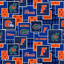 Official Licensed University of Florida Cotton Quilting Fabric-Florida Gators Argyle Boxes Cotton Fabric Sold by the Yard Official Licensed University of Florida Cotton Quilting Fabric-Florida Gators Argyle Boxes Cotton Fabric Sold by the Yard