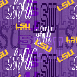 Official Licensed Louisiana State University Cotton Quilting Fabric-LSU Tigers Letters Cotton Fabric Sold by the Yard Official Licensed Louisiana State University Cotton Quilting Fabric-LSU Tigers Letters Cotton Fabric Sold by the Yard