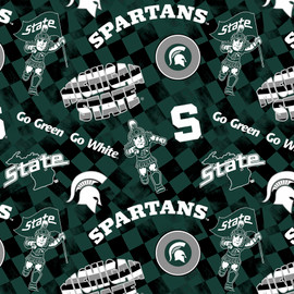 Official Licensed Michigan State University Cotton Quilting Fabric-Michigan State Spartans Check Allover Cotton Fabric Sold by the Yard Official Licensed Michigan State University Cotton Quilting Fabric-Michigan State Spartans Check Allover Cotton Fabric Sold by the Yard