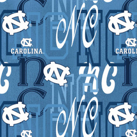 Official Licensed University of North Carolina Cotton Quilting Fabric-UNC Tar Heels Letters Cotton Fabric Sold by the Yard