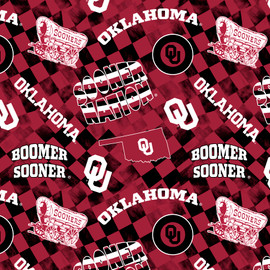 Official Licensed University of Oklahoma Cotton Quilting Fabric-Oklahoma Sooners Check Allover Cotton Fabric Sold by the Yard Official Licensed University of Oklahoma Cotton Quilting Fabric-Oklahoma Sooners Check Allover Cotton Fabric Sold by the Yard