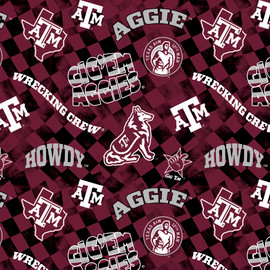Official Licensed Texas A&M Cotton Quilting Fabric-Texas A and M Aggies Check Allover Cotton Fabric Sold by the Yard Official Licensed Texas A&M Cotton Quilting Fabric-Texas A and M Aggies Check Allover Cotton Fabric Sold by the Yard