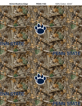 Penn State Nittany Lions Cotton Fabric with Realtree Camo Print Penn State Nittany Lions Cotton Fabric with Realtree Camo Print