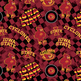 Official Licensed Iowa State University Cotton Quilting Fabric-Iowa State Cyclones Check Allover Cotton Fabric Sold by the Yard