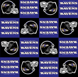 Baltimore Ravens NFL Football Block Fabric Traditions Polyester Fleece Fabric NFL-6386-D