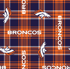 Denver Broncos NFL Football Plaid Fabric Traditions Polyester Fleece Fabric NFL-6432-D