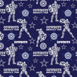 Dallas Cowboys Marvel Captain America Fabric Traditions Cotton Fabric NFL-70399-D Dallas Cowboys Marvel Captain America Fabric Traditions Cotton Fabric NFL-70399-D