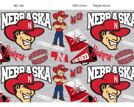 University of Nebraska Cornhuskers Cotton Fabric with Mascot Heather Print University of Nebraska Cornhuskers Cotton Fabric with Mascot Heather Print
